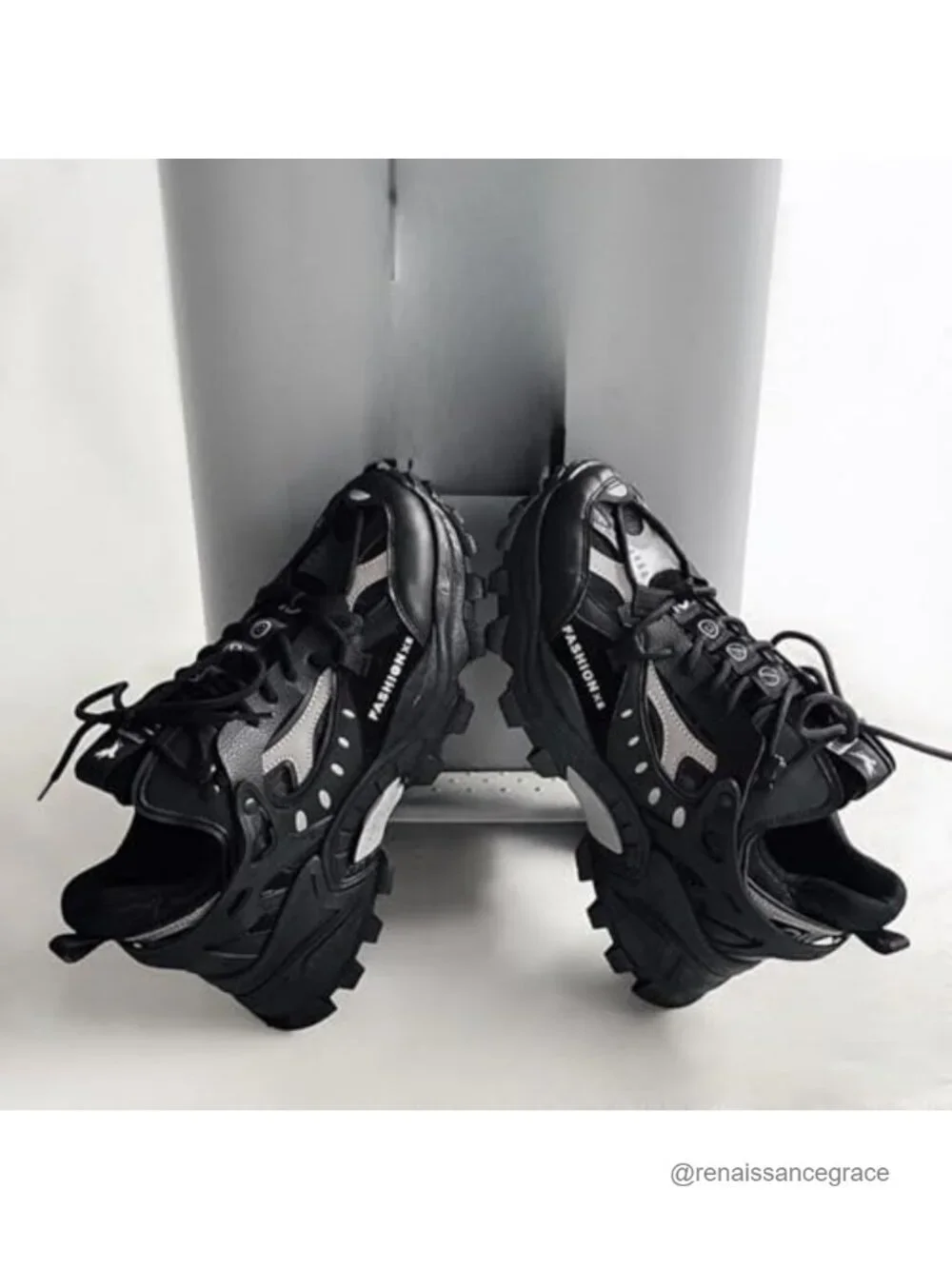 Leather High Top Chunky Platform Sneakers Lace Up Non Slip Men's